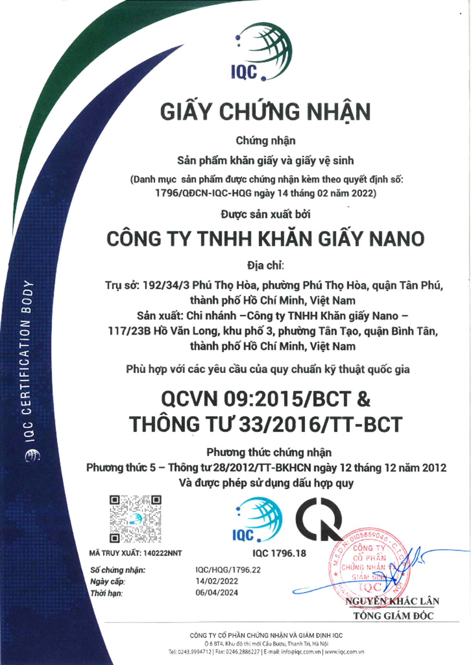 Hợp quy Khăn giấy