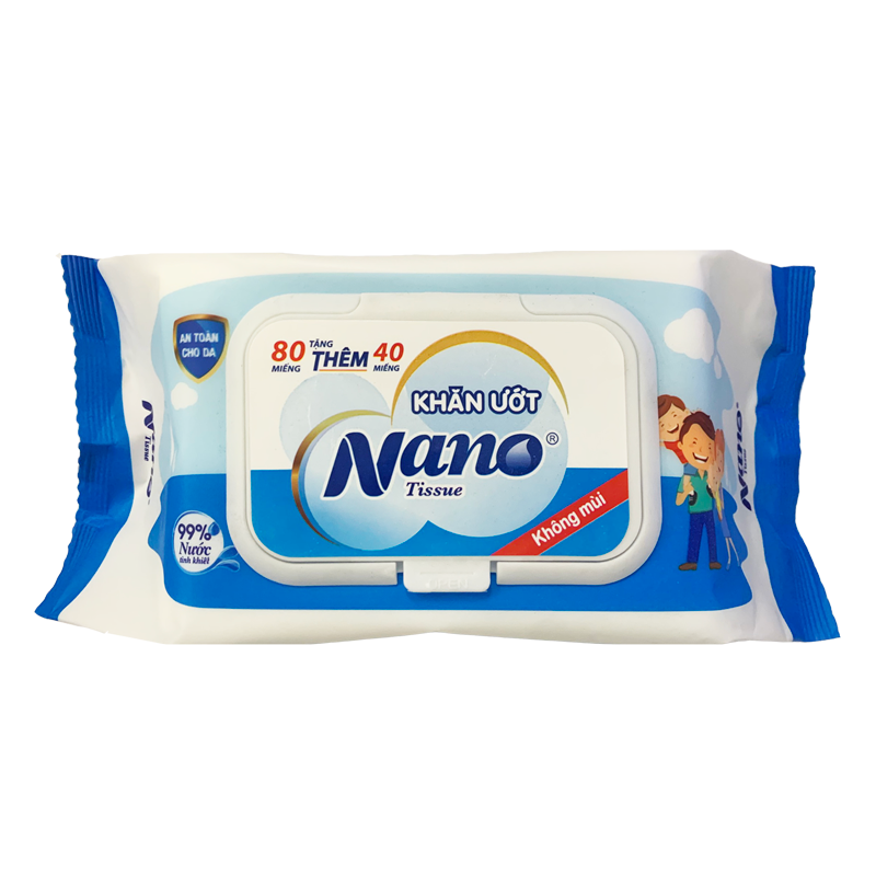 Khăn ướt GĐ 80+40 miếng không mùi (xanh dương)