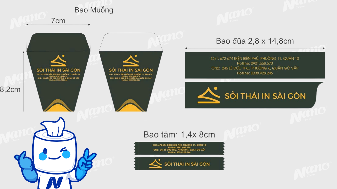 Nhận in bao tăm, bao muỗng, bao đũa giá rẻ tại Tp.HCM