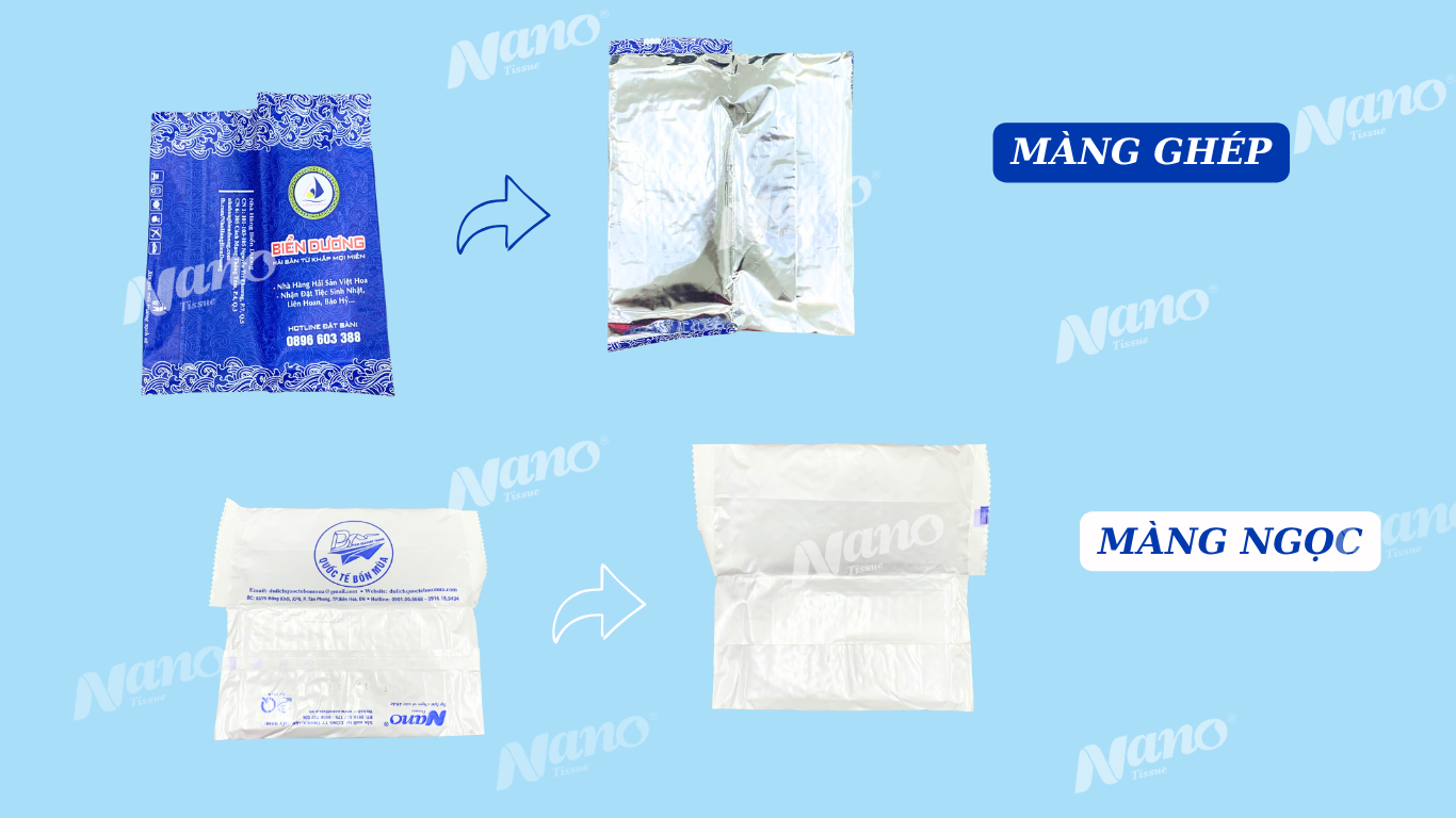 Phân biệt bao bì khăn lạnh màng ngọc và màng ghép