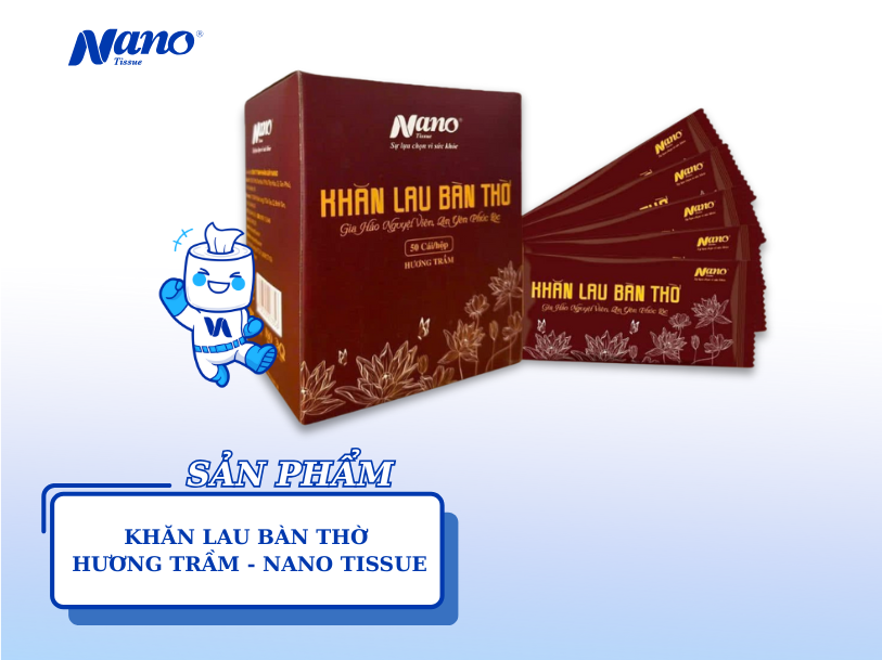 Khăn lau bàn thờ Nano Tissue - Hương trầm